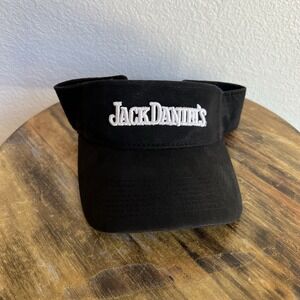 Jack Daniels Whiskey Black White Embroidered Adjustable Sun Golf Visor OSFA